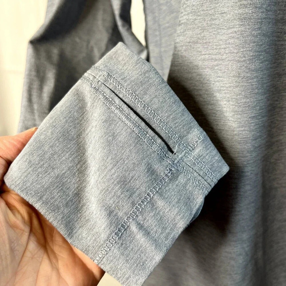 Apana Heather Gray Yoga Activewear Hooded Long Sleeve Top Thumbholes Sz SM - Picture 7 of 12